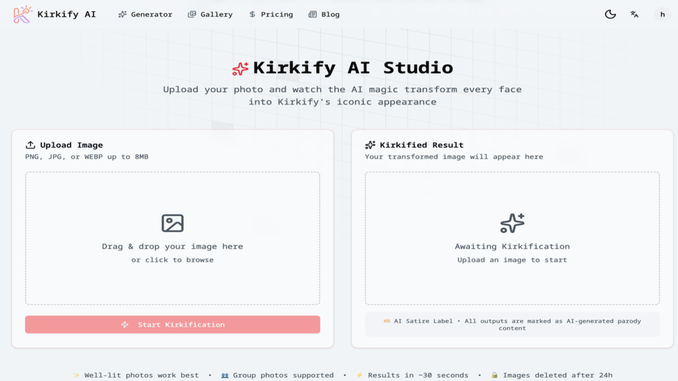kirkify ai screenshot